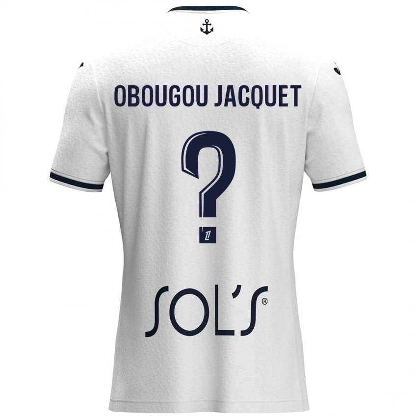 Donna Maglia Noam Obougou Jacquet #0 Bianco Blu Scuro Kit Gara Away 2024/25 Maglietta