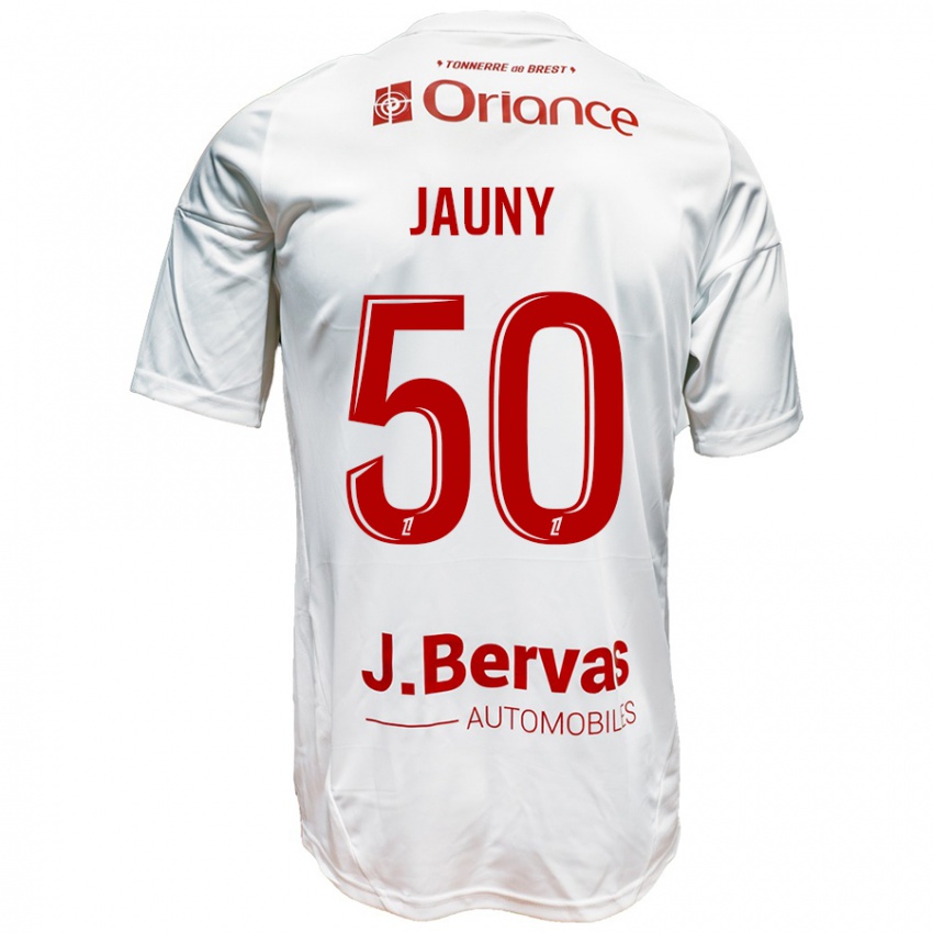 Donna Maglia Noah Jauny #50 Bianco Rosso Kit Gara Away 2024/25 Maglietta