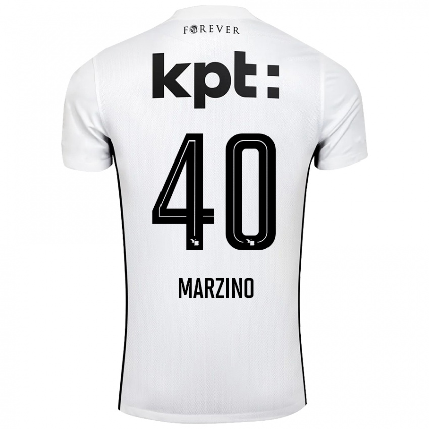 Donna Maglia Dario Marzino #40 Bianco Nero Kit Gara Away 2024/25 Maglietta