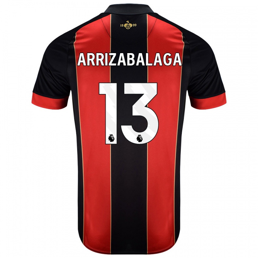 Bambino Maglia Kepa Arrizabalaga #13 Rosso Nero Kit Gara Home 2024/25 Maglietta