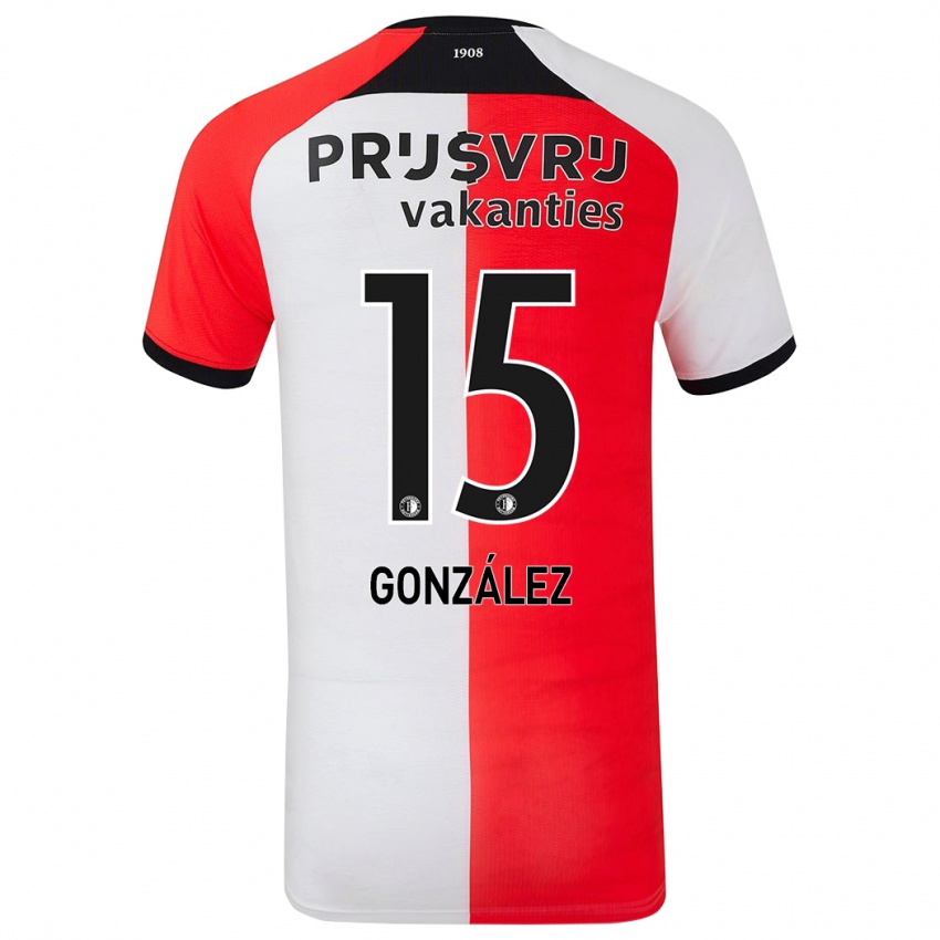 Bambino Maglia Facundo González #15 Rosso Bianco Kit Gara Home 2024/25 Maglietta