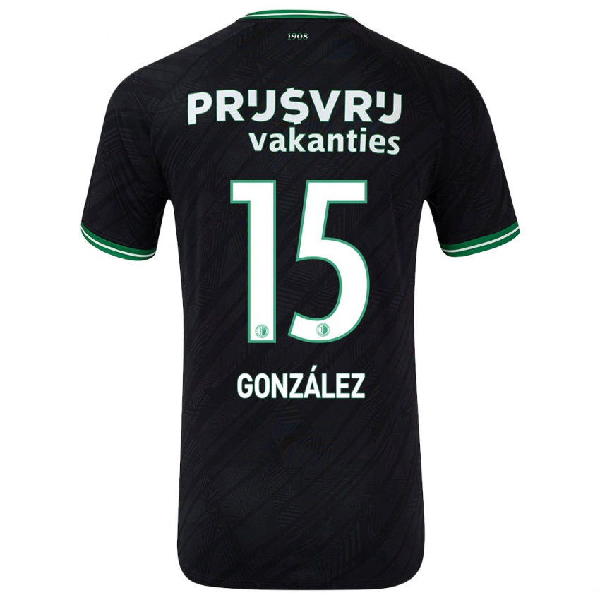 Bambino Maglia Facundo González #15 Nero Verde Kit Gara Away 2024/25 Maglietta