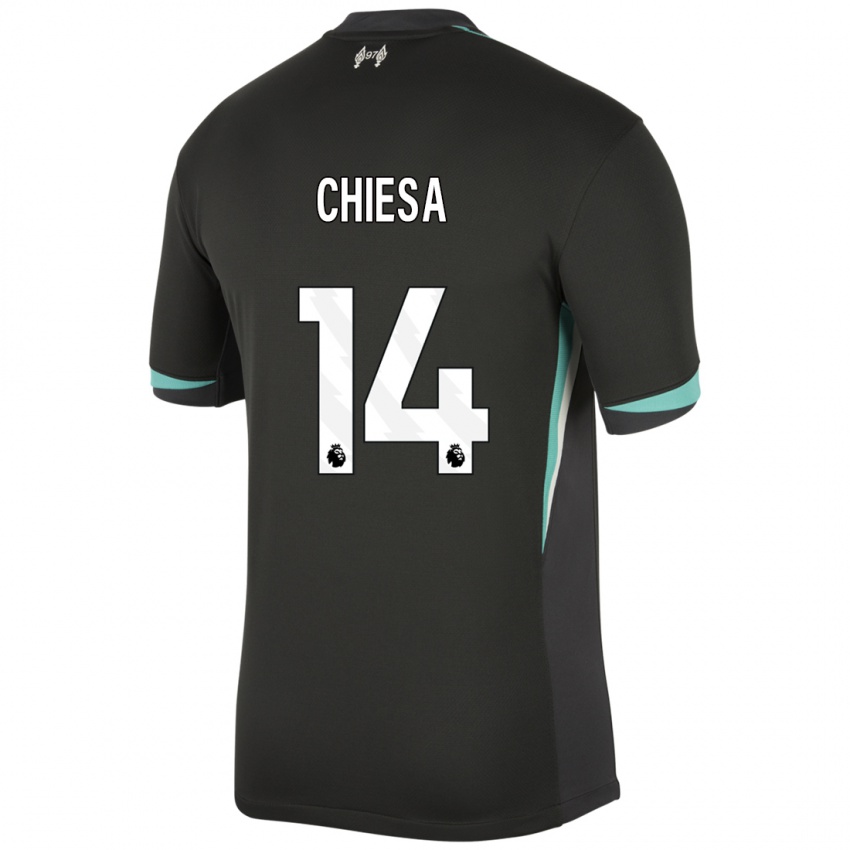 Bambino Maglia Federico Chiesa #14 Nero Antracite Bianco Kit Gara Away 2024/25 Maglietta