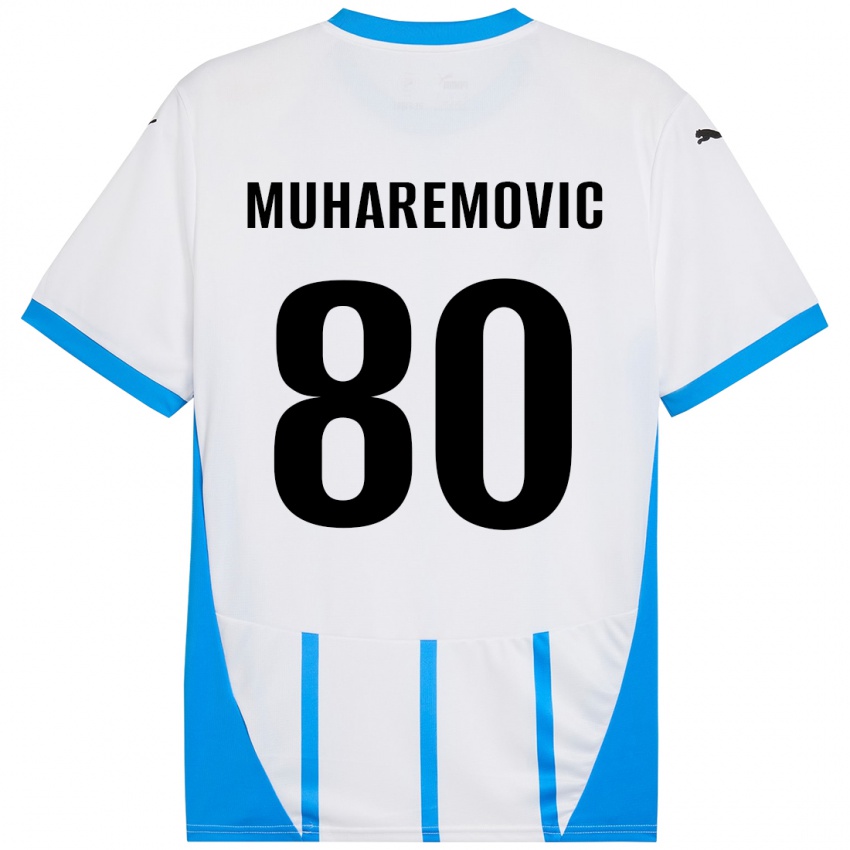 Bambino Maglia Tarik Muharemovic #80 Bianco Blu Kit Gara Away 2024/25 Maglietta