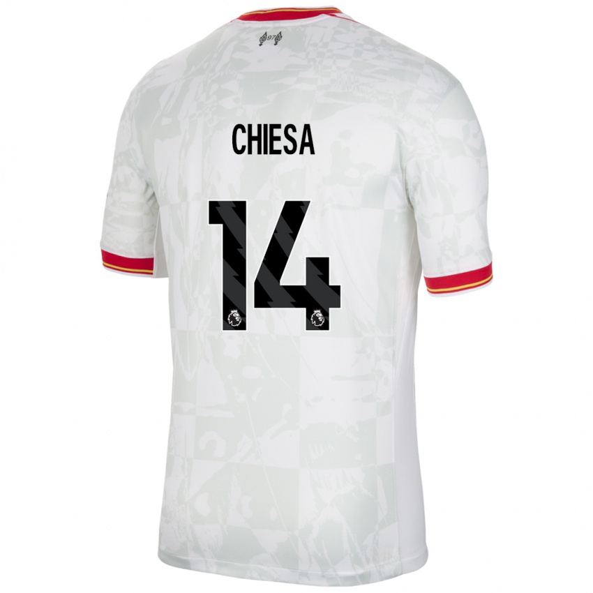 Bambino Maglia Federico Chiesa #14 Bianco Rosso Nero Kit Gara Third 2024/25 Maglietta