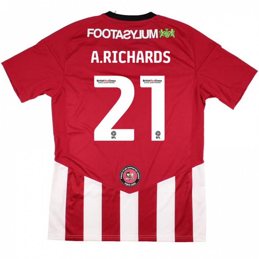 Bambino Maglia Amani Richards #21 Rosso Bianco Kit Gara Home 2024/25 Maglietta