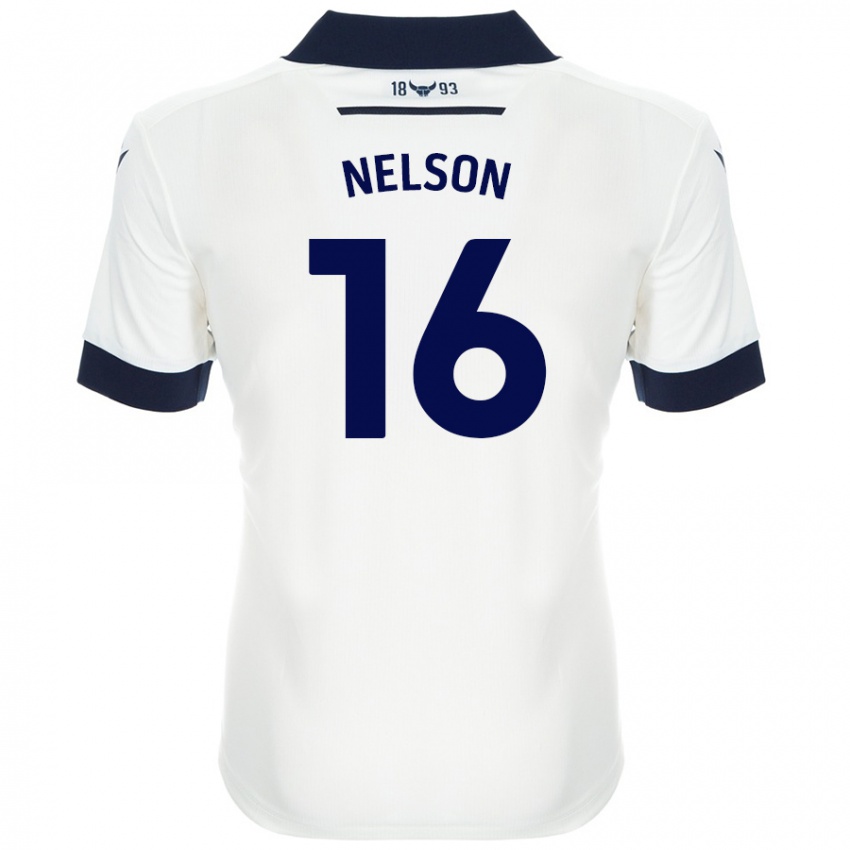 Bambino Maglia Ben Nelson #16 Bianco Blu Navy Kit Gara Away 2024/25 Maglietta