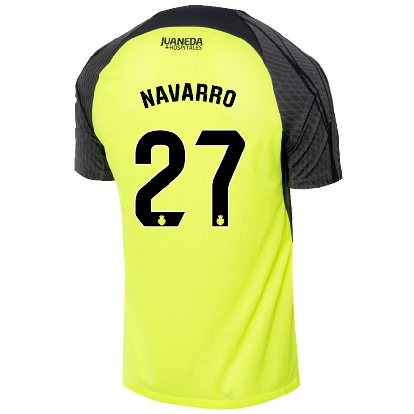 Bambino Maglia Robert Navarro #27 Verde Fluorescente Nero Kit Gara Away 2024/25 Maglietta