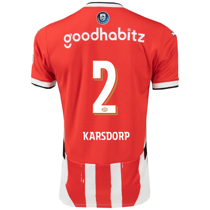 Bambino Maglia Rick Karsdorp #2 Rosso Bianco Kit Gara Home 2024/25 Maglietta