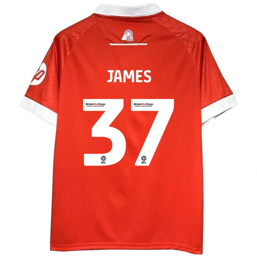 Bambino Maglia Matty James #37 Rosso Bianco Kit Gara Home 2024/25 Maglietta