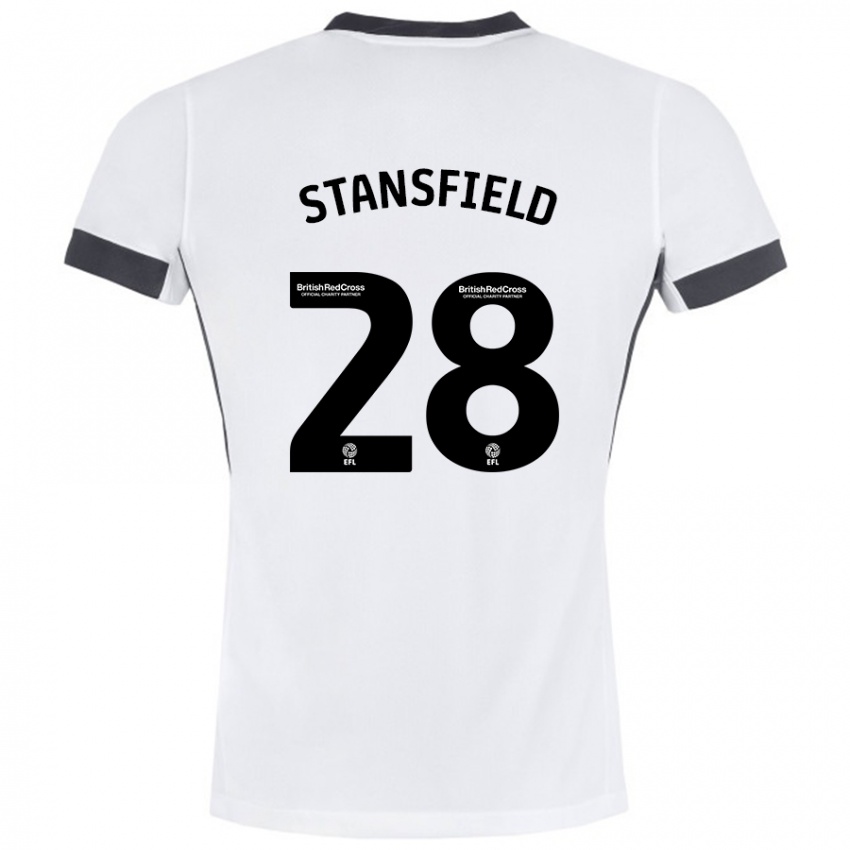 Bambino Maglia Jay Stansfield #28 Bianco Nero Kit Gara Away 2024/25 Maglietta