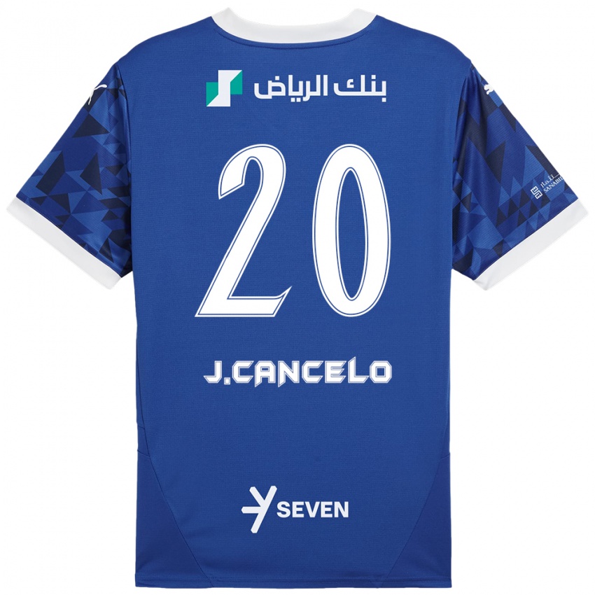 Uomo Maglia Joao Cancelo #20 Blu Scuro Bianco Kit Gara Home 2024/25 Maglietta