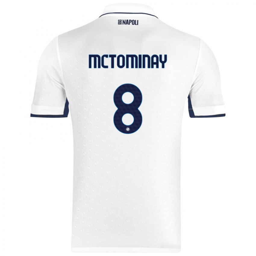 Uomo Maglia Scott Mctominay #8 Bianco Blu Reale Kit Gara Away 2024/25 Maglietta