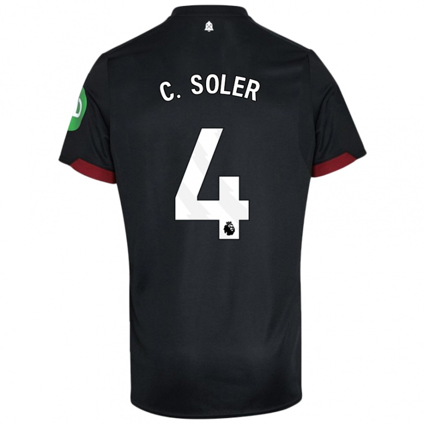 Uomo Maglia Carlos Soler #4 Nero Bianco Kit Gara Away 2024/25 Maglietta