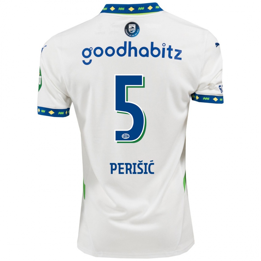 Uomo Maglia Ivan Perisic #5 Bianco Blu Scuro Kit Gara Third 2024/25 Maglietta