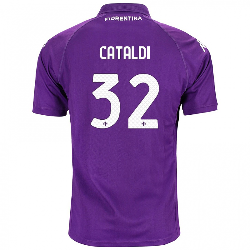 Uomo Maglia Danilo Cataldi #32 Viola Kit Gara Home 2024/25 Maglietta