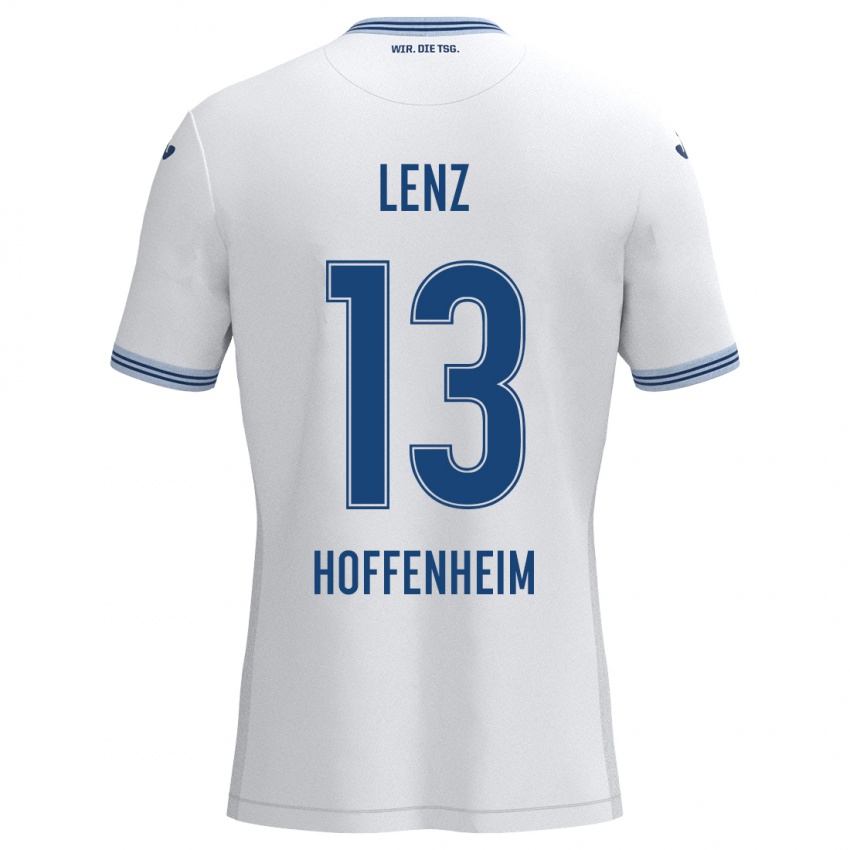 Uomo Maglia Christopher Lenz #13 Bianco Blu Kit Gara Away 2024/25 Maglietta