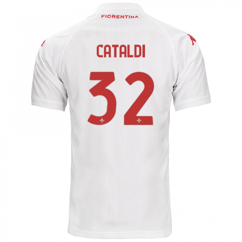 Uomo Maglia Danilo Cataldi #32 Bianco Kit Gara Away 2024/25 Maglietta