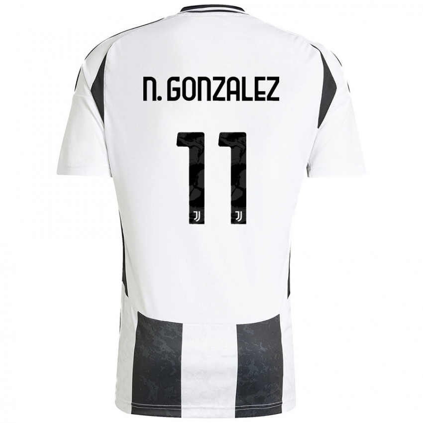 Uomo Maglia Nicolas Gonzalez #11 Bianco Nero Kit Gara Home 2024/25 Maglietta