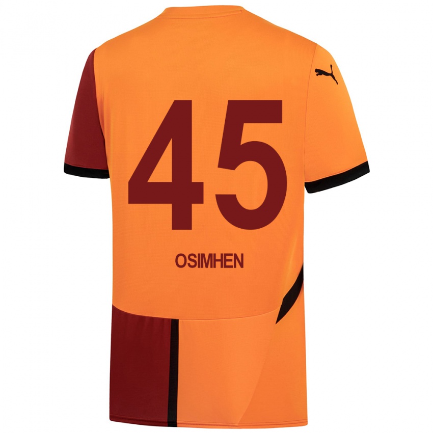 Uomo Maglia Victor Osimhen #45 Giallo Rosso Kit Gara Home 2024/25 Maglietta