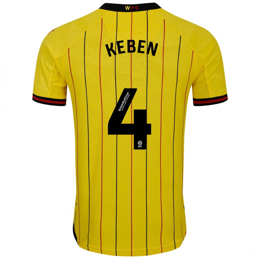 Uomo Maglia Kévin Keben #4 Giallo Nero Kit Gara Home 2024/25 Maglietta