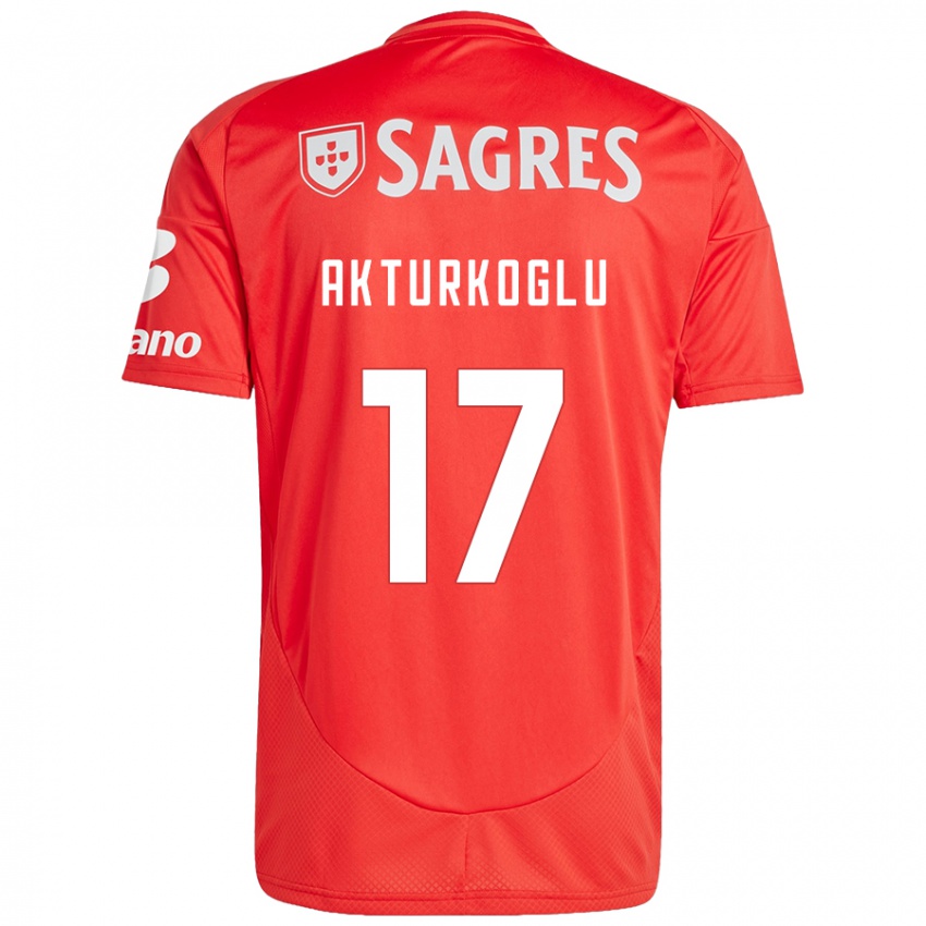 Uomo Maglia Kerem Aktürkoğlu #17 Rosso Bianco Kit Gara Home 2024/25 Maglietta