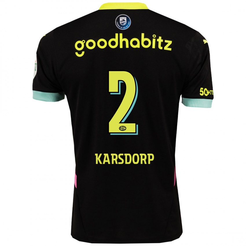 Uomo Maglia Rick Karsdorp #2 Nero Giallo Kit Gara Away 2024/25 Maglietta