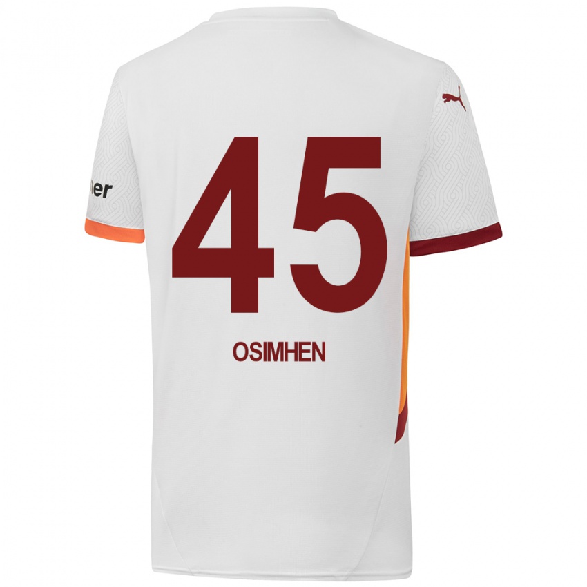 Uomo Maglia Victor Osimhen #45 Bianco Giallo Rosso Kit Gara Away 2024/25 Maglietta