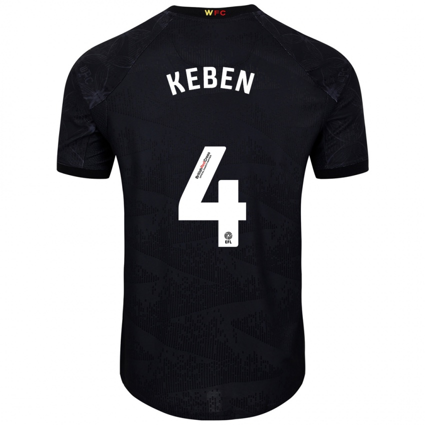 Uomo Maglia Kévin Keben #4 Nero Bianco Kit Gara Away 2024/25 Maglietta