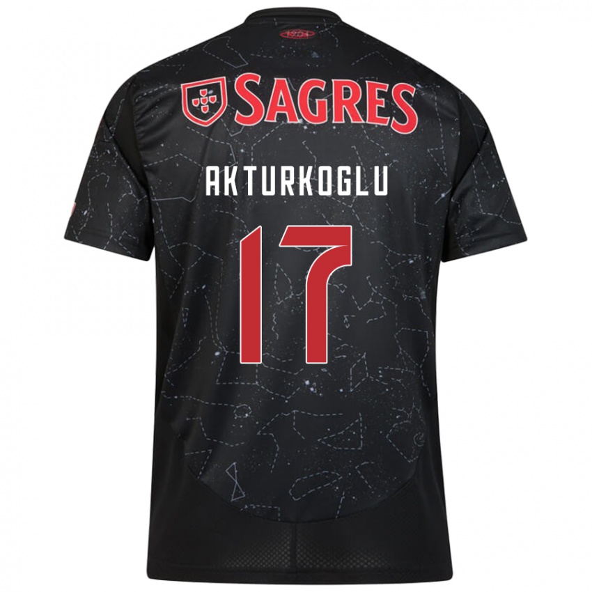 Uomo Maglia Kerem Aktürkoğlu #17 Nero Rosso Kit Gara Away 2024/25 Maglietta