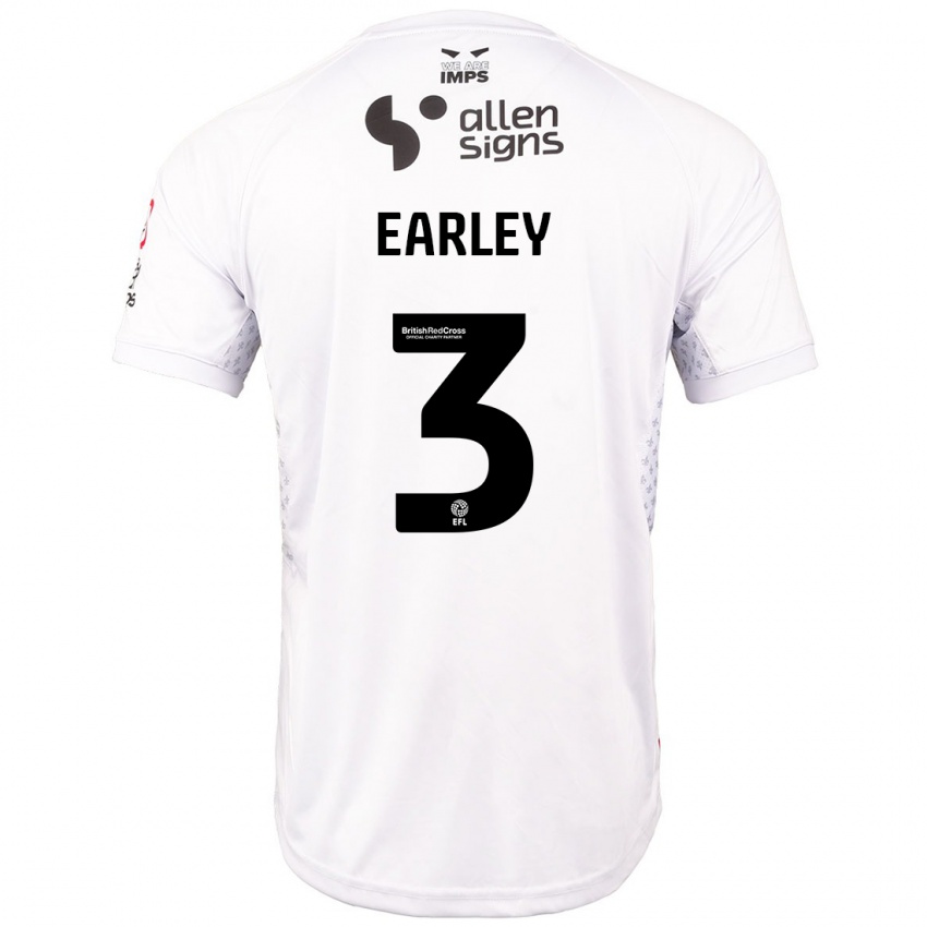 Uomo Maglia Saxon Earley #3 Rosso Bianco Kit Gara Away 2024/25 Maglietta