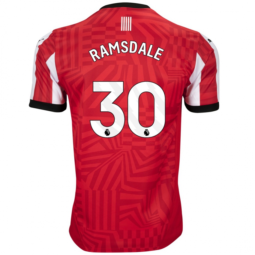 Donna Maglia Aaron Ramsdale #30 Rosso Bianco Kit Gara Home 2024/25 Maglietta