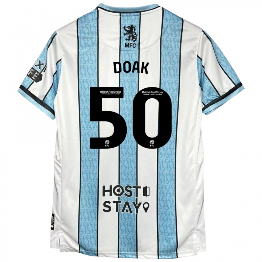 Donna Maglia Ben Doak #50 Bianco Blu Kit Gara Away 2024/25 Maglietta