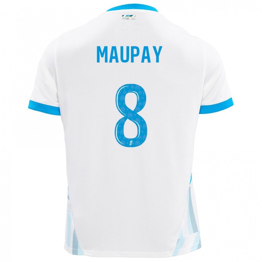 Donna Maglia Neal Maupay #8 Bianco Azzurro Kit Gara Home 2024/25 Maglietta