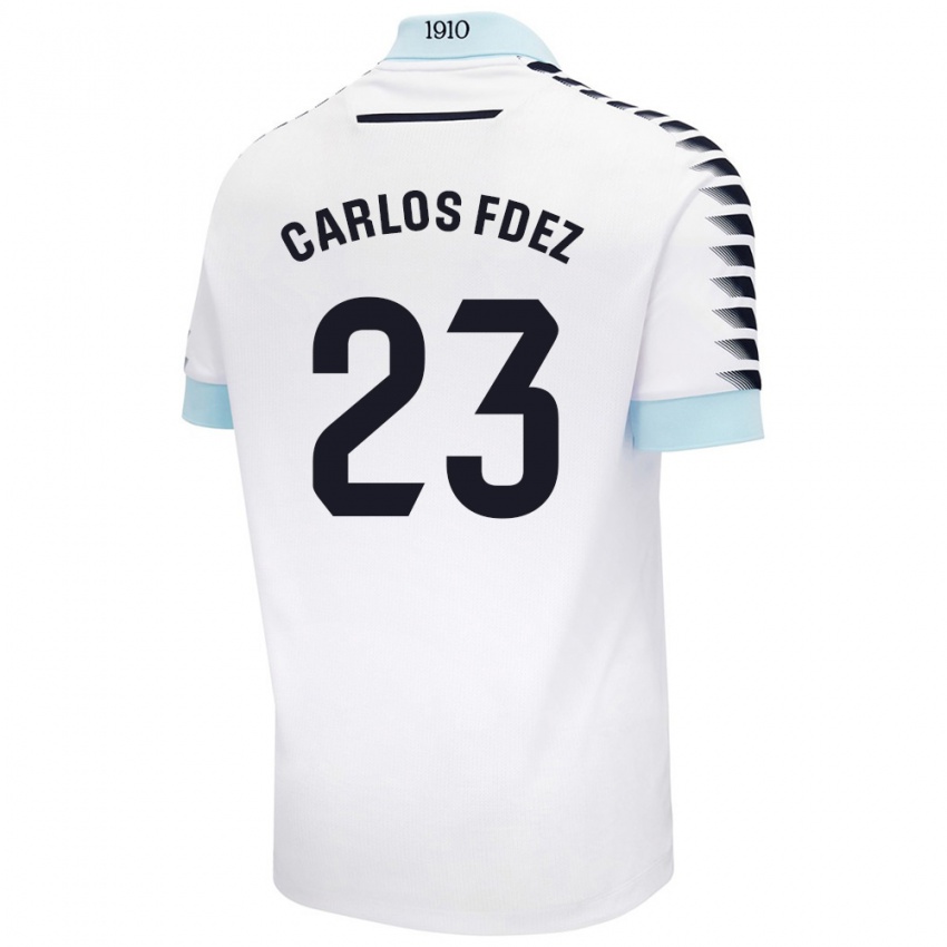 Donna Maglia Carlos Fernandez #23 Bianco Blu Kit Gara Away 2024/25 Maglietta