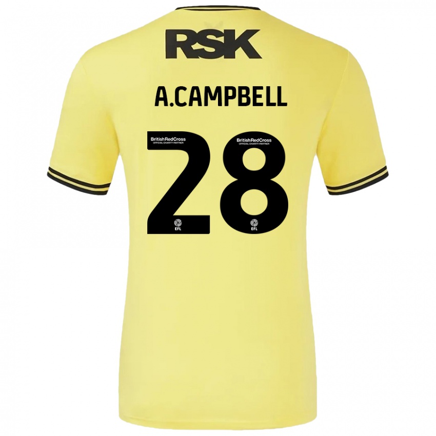 Donna Maglia Allan Campbell #28 Giallo Nero Kit Gara Away 2024/25 Maglietta