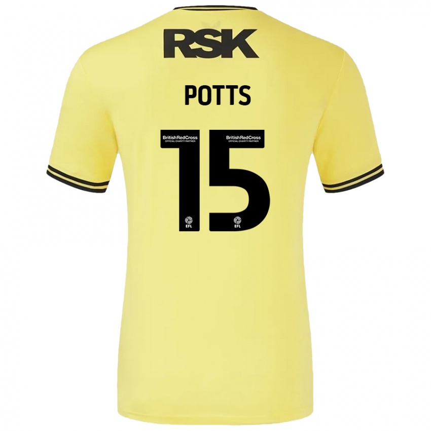 Donna Maglia Dan Potts #15 Giallo Nero Kit Gara Away 2024/25 Maglietta