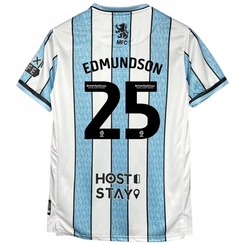 Donna Maglia George Edmundson #25 Bianco Blu Kit Gara Away 2024/25 Maglietta