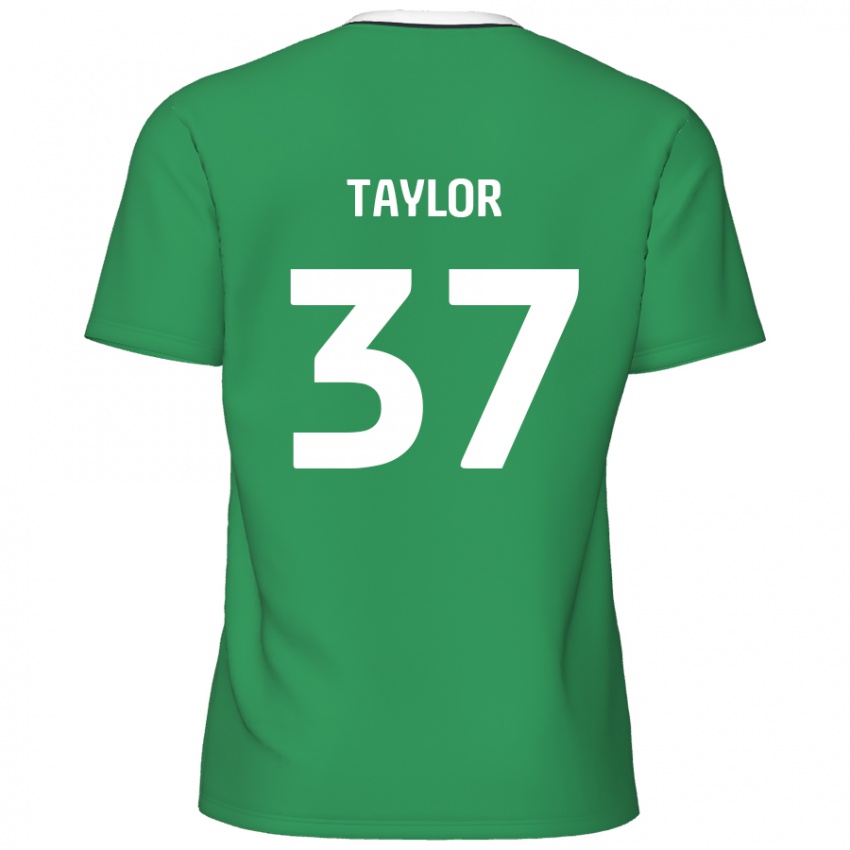 Donna Maglia Caleb Taylor #37 Verde Strisce Bianche Kit Gara Away 2024/25 Maglietta