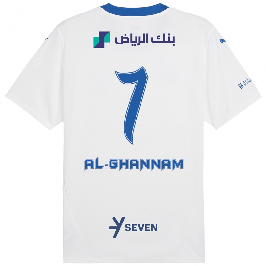 Donna Maglia Khalid Al-Ghannam #7 Bianco Blu Kit Gara Away 2024/25 Maglietta