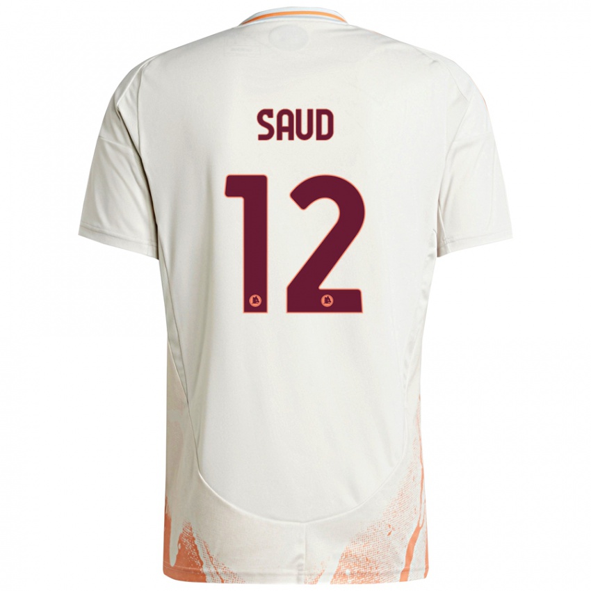 Donna Maglia Saud Abdulhamid #12 Crema Bianco Arancione Kit Gara Away 2024/25 Maglietta