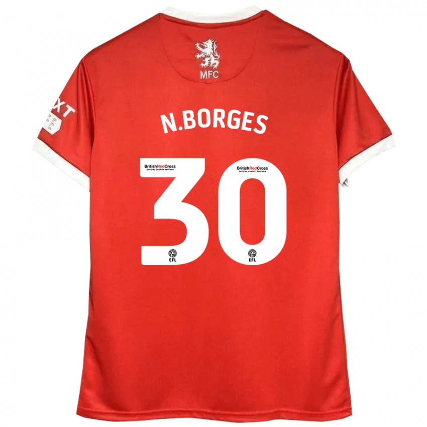 Donna Maglia Neto Borges #30 Rosso Bianco Kit Gara Home 2024/25 Maglietta