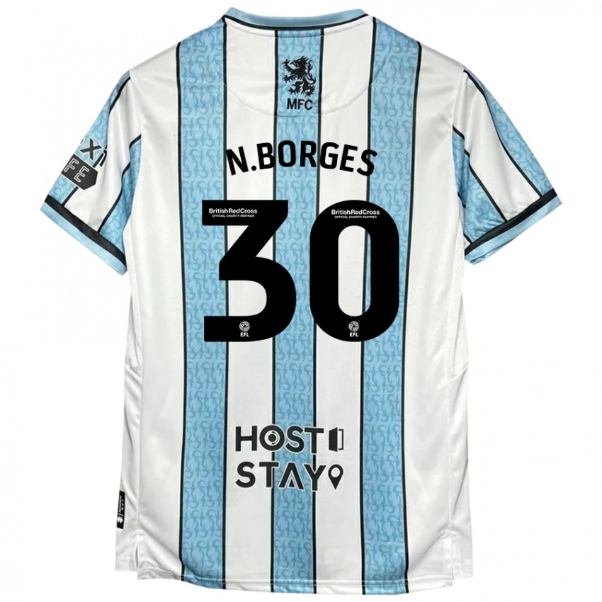 Donna Maglia Neto Borges #30 Bianco Blu Kit Gara Away 2024/25 Maglietta